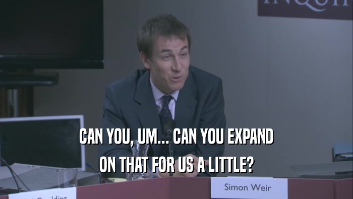 CAN YOU, UM... CAN YOU EXPAND ON THAT FOR US A LITTLE? 