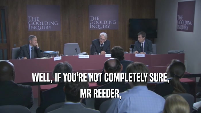WELL, IF YOU'RE NOT COMPLETELY SURE, MR REEDER, 