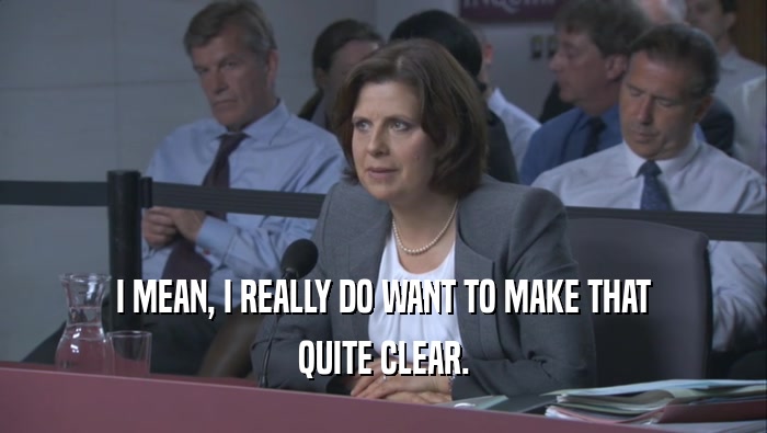 I MEAN, I REALLY DO WANT TO MAKE THAT QUITE CLEAR. 