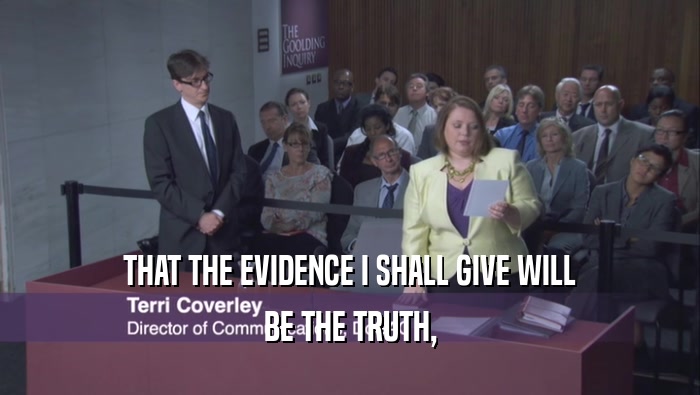 THAT THE EVIDENCE I SHALL GIVE WILL BE THE TRUTH, 
