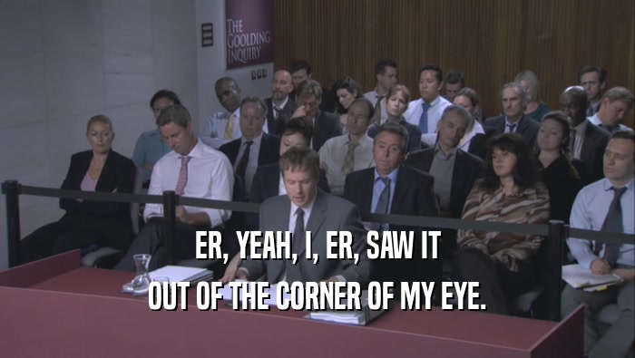 ER, YEAH, I, ER, SAW IT OUT OF THE CORNER OF MY EYE. 