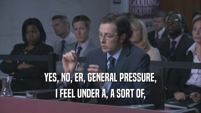 YES, NO, ER, GENERAL PRESSURE, I FEEL UNDER A, A SORT OF, 