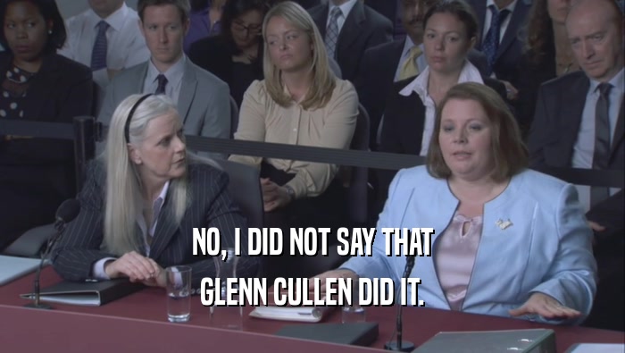 NO, I DID NOT SAY THAT GLENN CULLEN DID IT. 