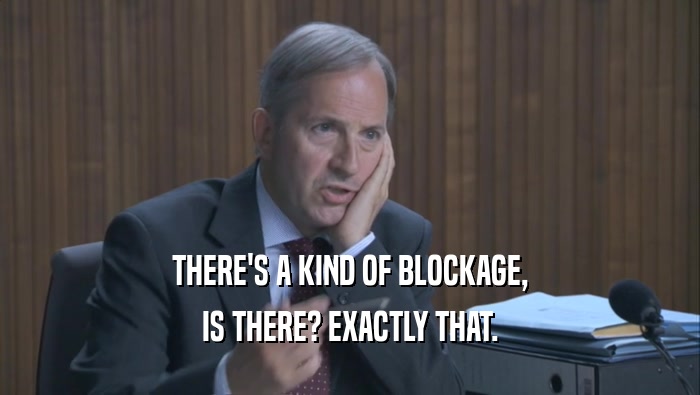 THERE'S A KIND OF BLOCKAGE, IS THERE? EXACTLY THAT. 