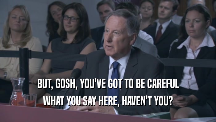 BUT, GOSH, YOU'VE GOT TO BE CAREFUL WHAT YOU SAY HERE, HAVEN'T YOU? 