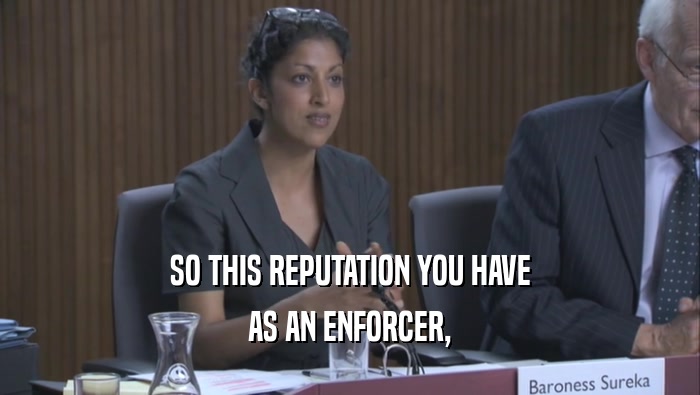 SO THIS REPUTATION YOU HAVE AS AN ENFORCER, 
