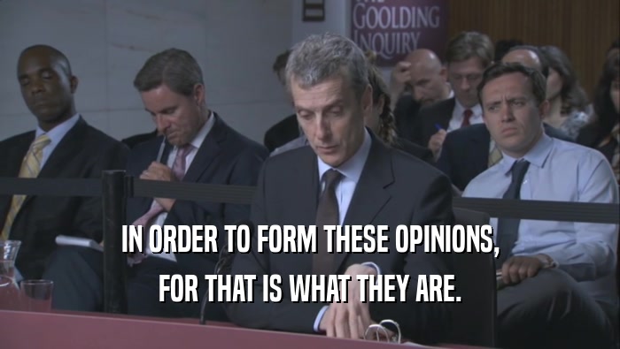 IN ORDER TO FORM THESE OPINIONS, FOR THAT IS WHAT THEY ARE. 