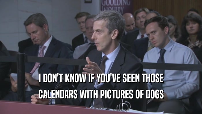 I DON'T KNOW IF YOU'VE SEEN THOSE CALENDARS WITH PICTURES OF DOGS CALENDARS WITH PICTURES OF DOGS