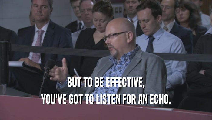 BUT TO BE EFFECTIVE, YOU'VE GOT TO LISTEN FOR AN ECHO. 