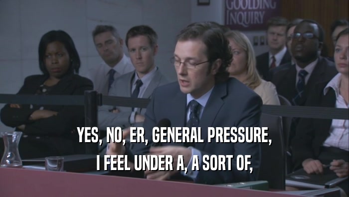 YES, NO, ER, GENERAL PRESSURE, I FEEL UNDER A, A SORT OF, 