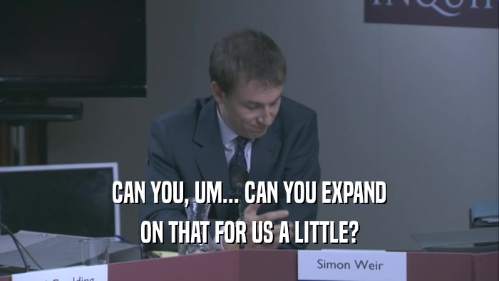 CAN YOU, UM... CAN YOU EXPAND ON THAT FOR US A LITTLE? 