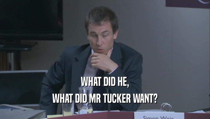 WHAT DID HE,
 WHAT DID MR TUCKER WANT?
 
