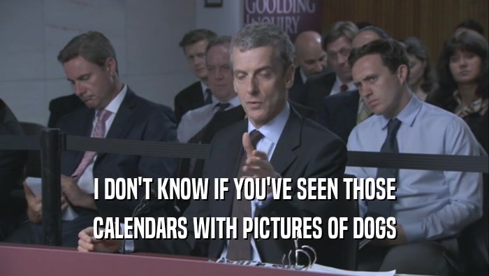I DON'T KNOW IF YOU'VE SEEN THOSE CALENDARS WITH PICTURES OF DOGS CALENDARS WITH PICTURES OF DOGS
