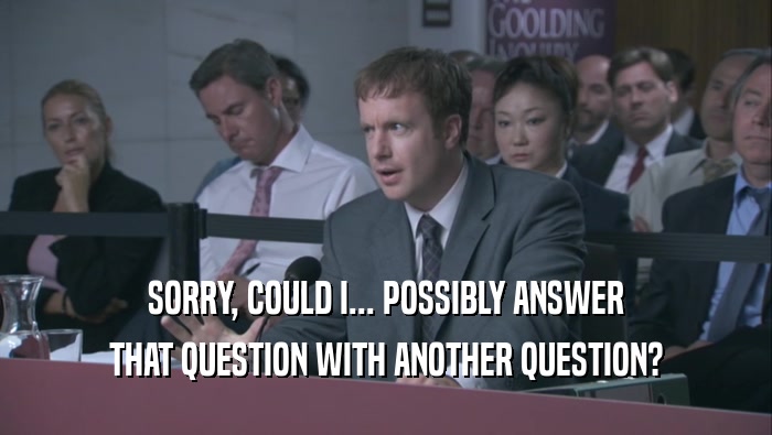 SORRY, COULD I... POSSIBLY ANSWER THAT QUESTION WITH ANOTHER QUESTION? 