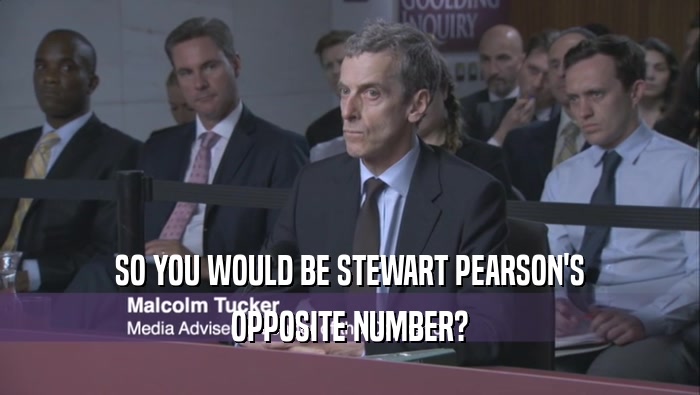 SO YOU WOULD BE STEWART PEARSON'S OPPOSITE NUMBER? 
