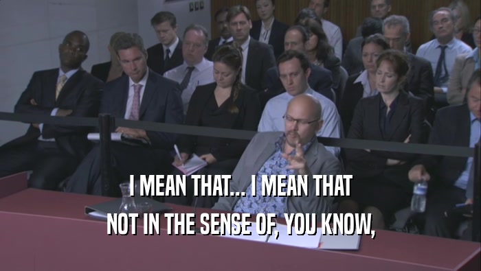 I MEAN THAT... I MEAN THAT NOT IN THE SENSE OF, YOU KNOW, 
