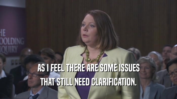 AS I FEEL THERE ARE SOME ISSUES THAT STILL NEED CLARIFICATION. 