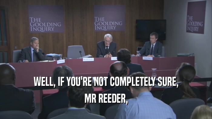 WELL, IF YOU'RE NOT COMPLETELY SURE, MR REEDER, 