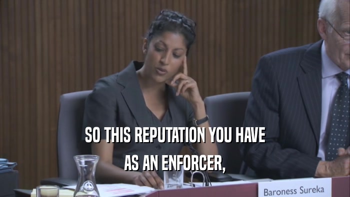 SO THIS REPUTATION YOU HAVE AS AN ENFORCER, 