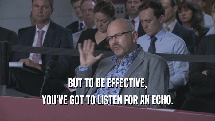 BUT TO BE EFFECTIVE, YOU'VE GOT TO LISTEN FOR AN ECHO. 