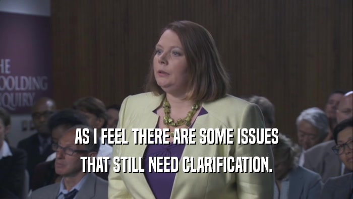 AS I FEEL THERE ARE SOME ISSUES THAT STILL NEED CLARIFICATION. 
