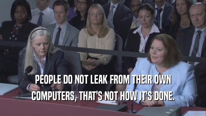 PEOPLE DO NOT LEAK FROM THEIR OWN COMPUTERS, THAT'S NOT HOW IT'S DONE. 