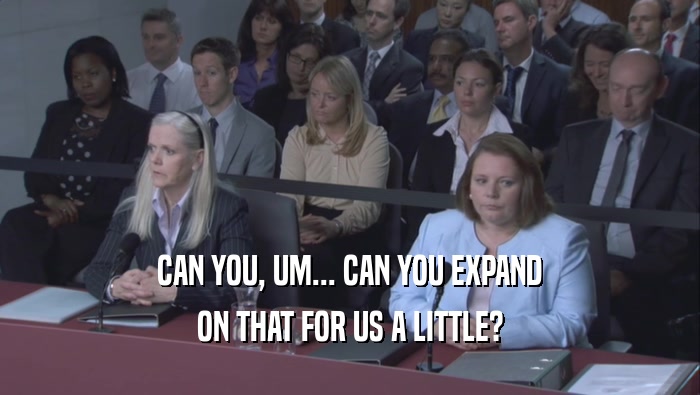CAN YOU, UM... CAN YOU EXPAND ON THAT FOR US A LITTLE? 