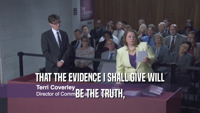 THAT THE EVIDENCE I SHALL GIVE WILL BE THE TRUTH, 