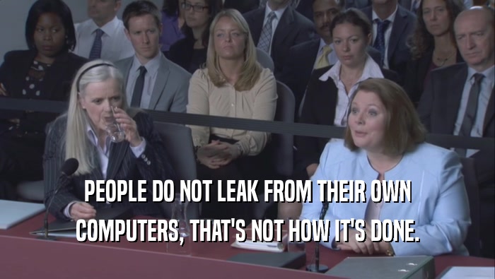 PEOPLE DO NOT LEAK FROM THEIR OWN COMPUTERS, THAT'S NOT HOW IT'S DONE. 