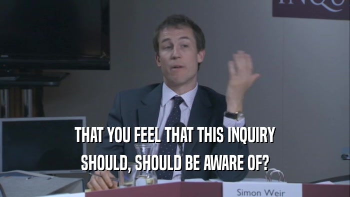 THAT YOU FEEL THAT THIS INQUIRY SHOULD, SHOULD BE AWARE OF? 
