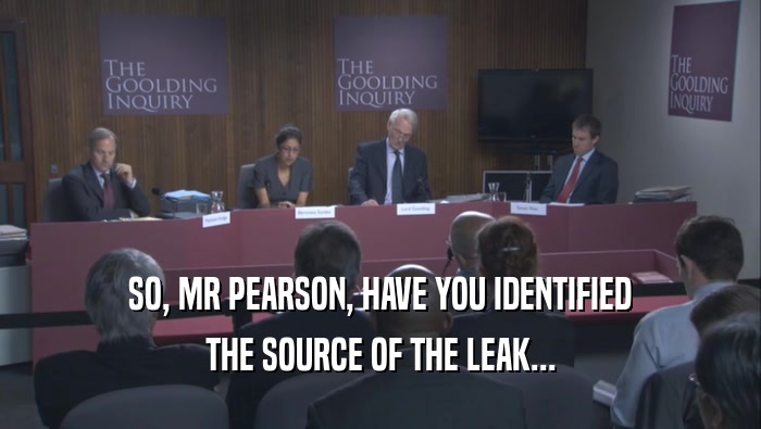 SO, MR PEARSON, HAVE YOU IDENTIFIED
 THE SOURCE OF THE LEAK...
 