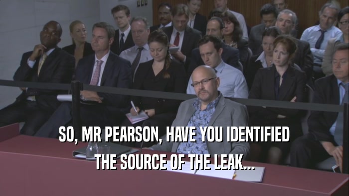 SO, MR PEARSON, HAVE YOU IDENTIFIED
 THE SOURCE OF THE LEAK...
 