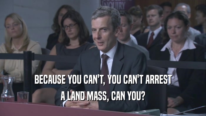 BECAUSE YOU CAN'T, YOU CAN'T ARREST A LAND MASS, CAN YOU? 