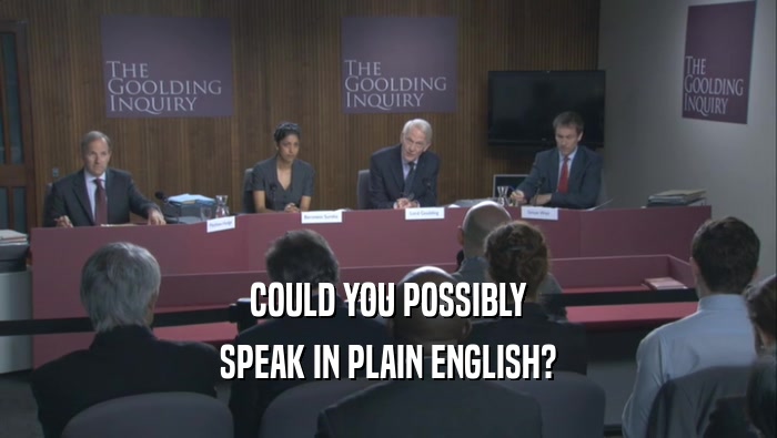 COULD YOU POSSIBLY SPEAK IN PLAIN ENGLISH? 