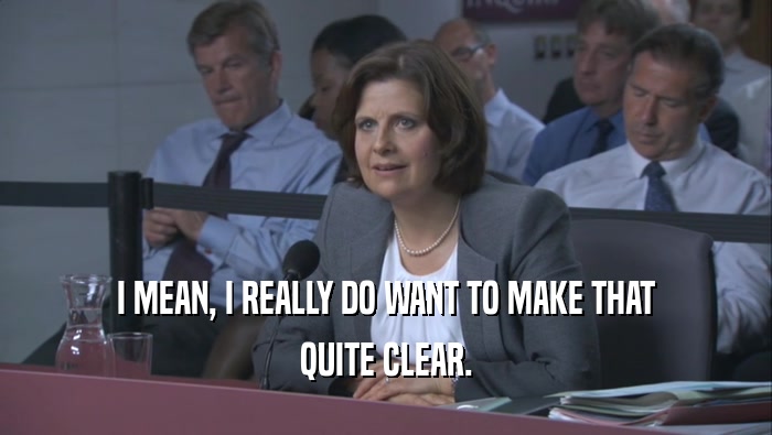 I MEAN, I REALLY DO WANT TO MAKE THAT QUITE CLEAR. 