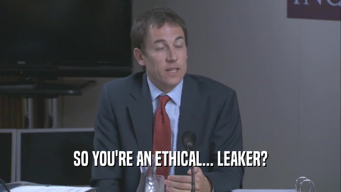 SO YOU'RE AN ETHICAL... LEAKER?
  