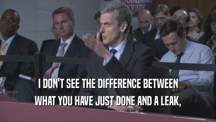 I DON'T SEE THE DIFFERENCE BETWEEN WHAT YOU HAVE JUST DONE AND A LEAK, WHAT YOU HAVE JUST DONE AND A LEAK,