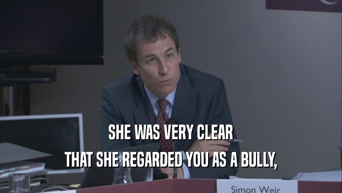 SHE WAS VERY CLEAR THAT SHE REGARDED YOU AS A BULLY, 