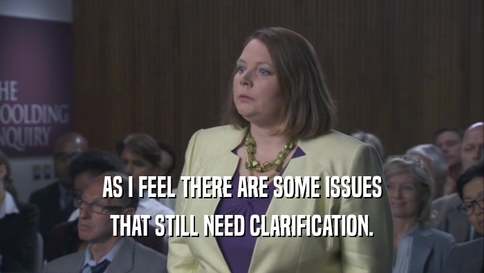 AS I FEEL THERE ARE SOME ISSUES THAT STILL NEED CLARIFICATION. 