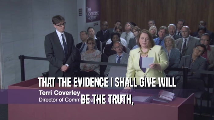 THAT THE EVIDENCE I SHALL GIVE WILL BE THE TRUTH, 