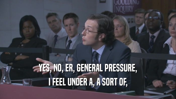 YES, NO, ER, GENERAL PRESSURE, I FEEL UNDER A, A SORT OF, 