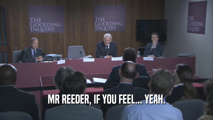 MR REEDER, IF YOU FEEL... YEAH.  