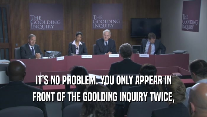 IT'S NO PROBLEM. YOU ONLY APPEAR IN FRONT OF THE GOOLDING INQUIRY TWICE, 