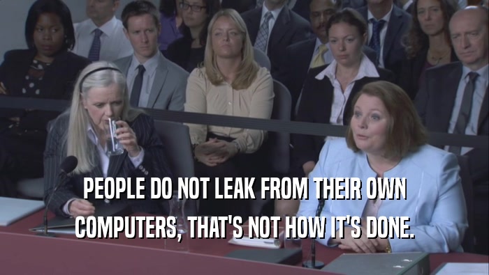 PEOPLE DO NOT LEAK FROM THEIR OWN COMPUTERS, THAT'S NOT HOW IT'S DONE. 