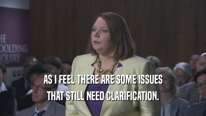 AS I FEEL THERE ARE SOME ISSUES THAT STILL NEED CLARIFICATION. 