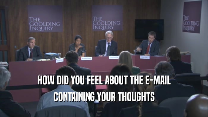 HOW DID YOU FEEL ABOUT THE E-MAIL CONTAINING YOUR THOUGHTS 