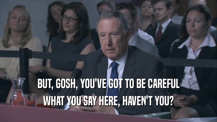 BUT, GOSH, YOU'VE GOT TO BE CAREFUL WHAT YOU SAY HERE, HAVEN'T YOU? 
