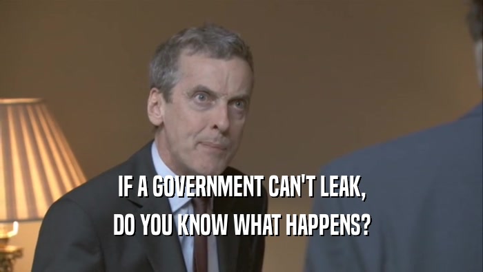 IF A GOVERNMENT CAN'T LEAK, DO YOU KNOW WHAT HAPPENS? 