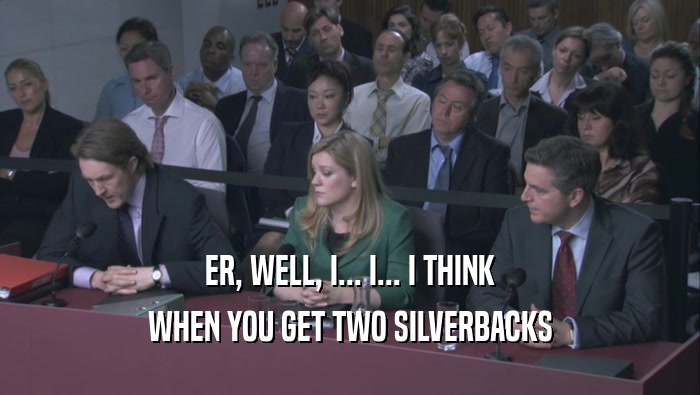 ER, WELL, I... I... I THINK WHEN YOU GET TWO SILVERBACKS WHEN YOU GET TWO SILVERBACKS