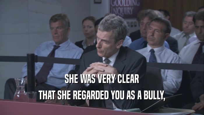 SHE WAS VERY CLEAR THAT SHE REGARDED YOU AS A BULLY, 